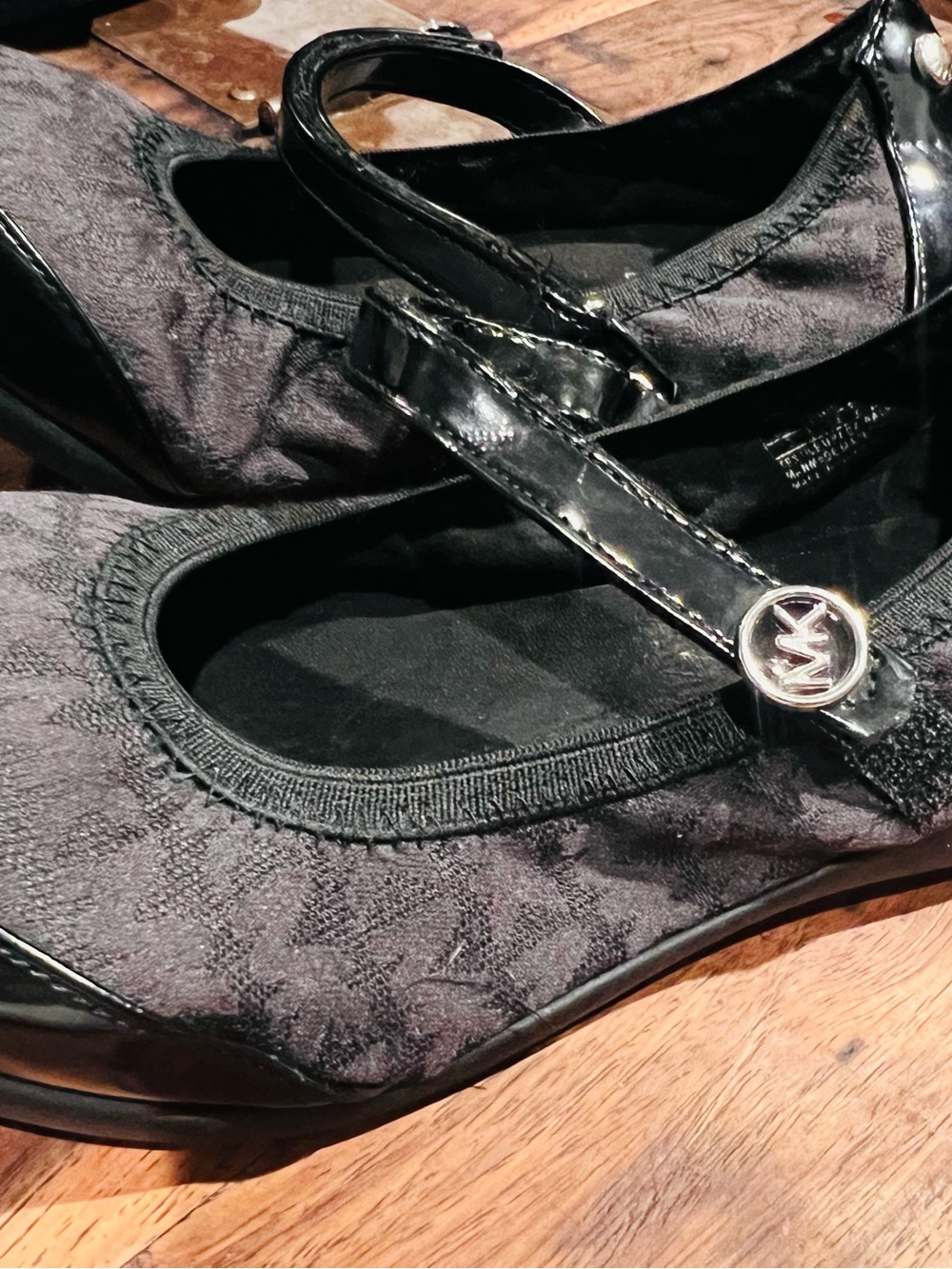 Michael Kors Black Mary Jane Logo Strap Flats